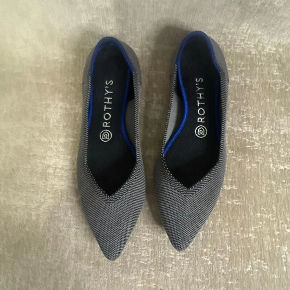 Rothy's Women's The Point Knit Slip-On Ballet Flats Grey Birdseye Size 8.5